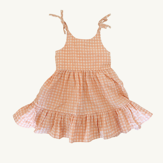 SM | Robe gingham pêche 2-3 ans Les petites natures