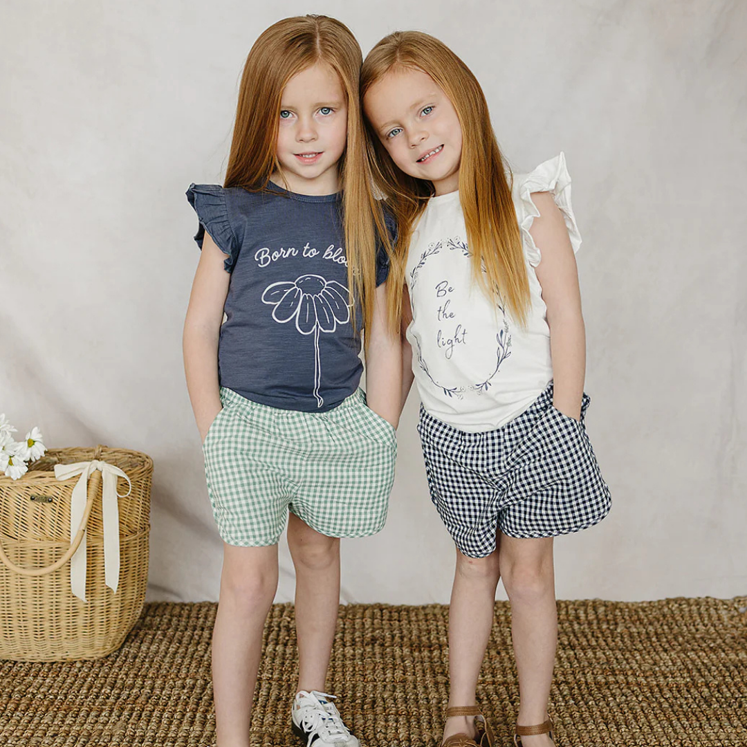 Green Gingham Shorts | Mebie