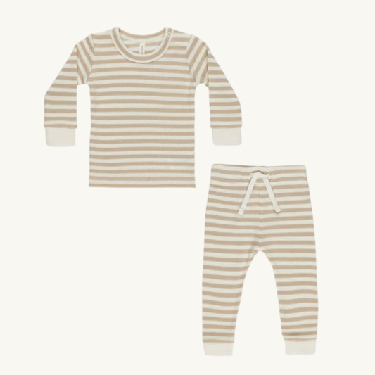 Ensemble gaufré rayures oat | Quincy Mae