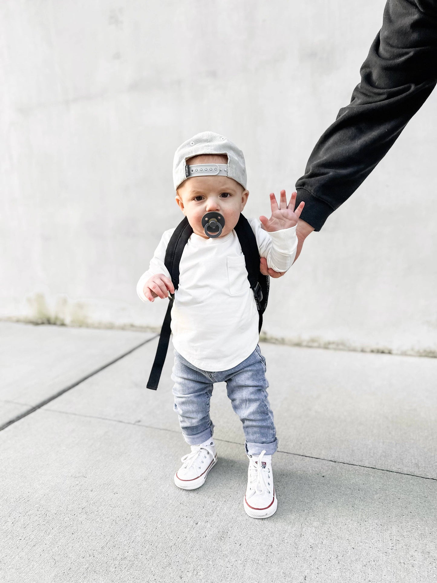 Long Sleeve Pocket Tee White | Little Bipsy