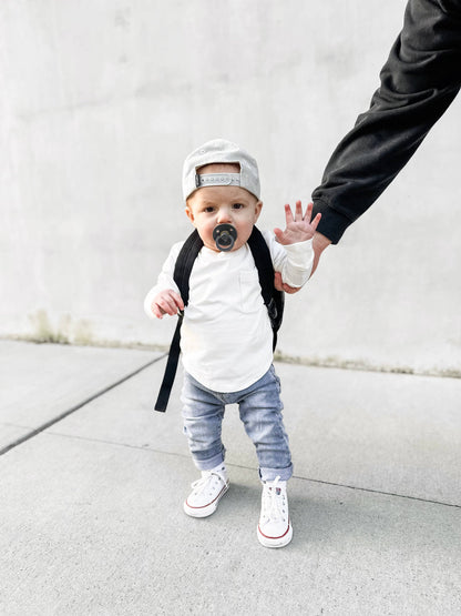 Long Sleeve Pocket Tee White | Little Bipsy