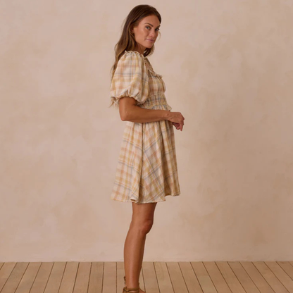 Shayla Dress Pastel Plaid | Rylee + Cru