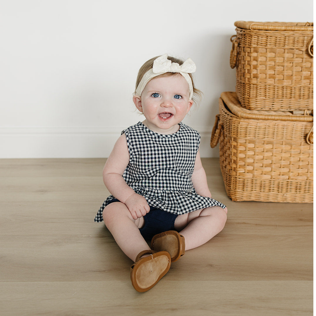 Navy Gingham peplum set | Mebie