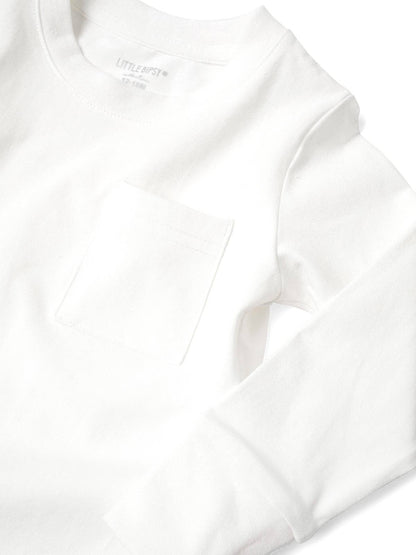 Long Sleeve Pocket Tee White | Little Bipsy