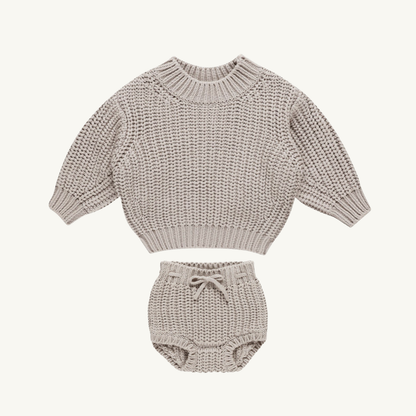 Gray knit and bloomer set | Quincy Mae