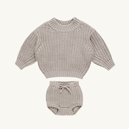 Ensemble tricot et bloomer gris| Quincy Mae