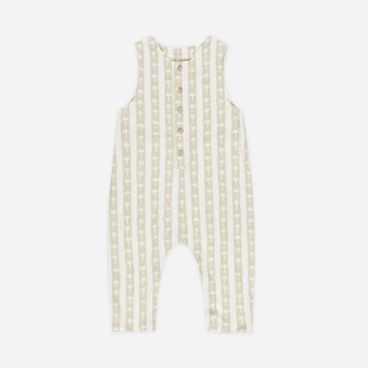 Button Jumpsuit Palm Stripe | Rylee + Cru