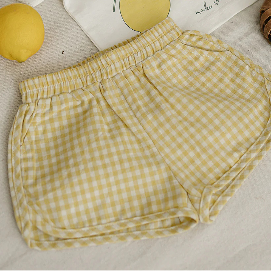 Yellow Gingham Shorts | Mebie