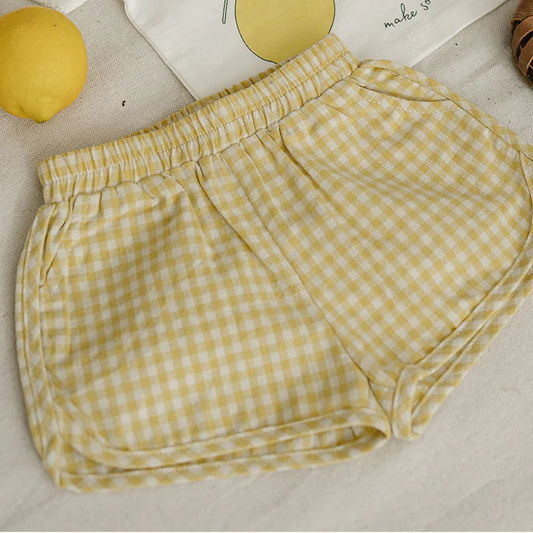 Yellow Gingham Shorts | Mebie