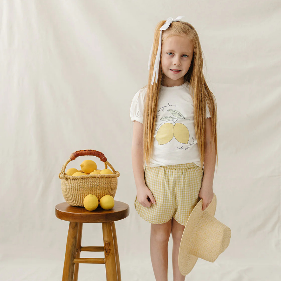 Yellow Gingham Shorts | Mebie