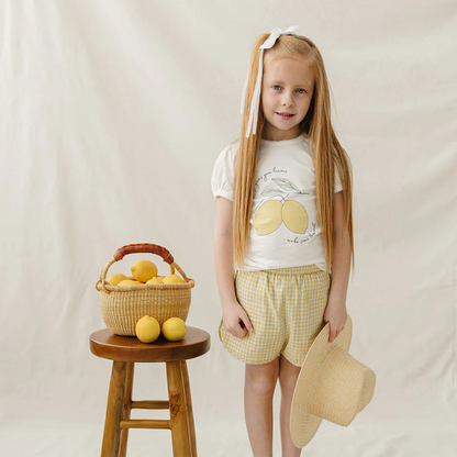 Yellow Gingham Shorts | Mebie