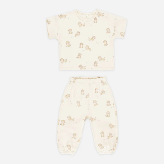 Puppies Organic Cotton T-Shirt and Pants Set | Quincy Mae