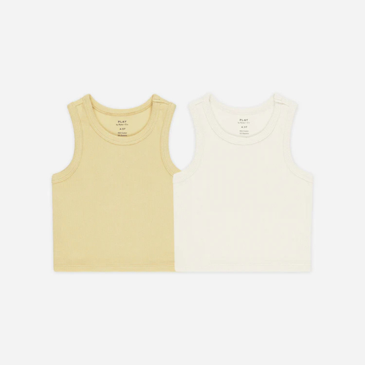 Ribbed Tank Set Yellow Ivory | Rylee + Cru