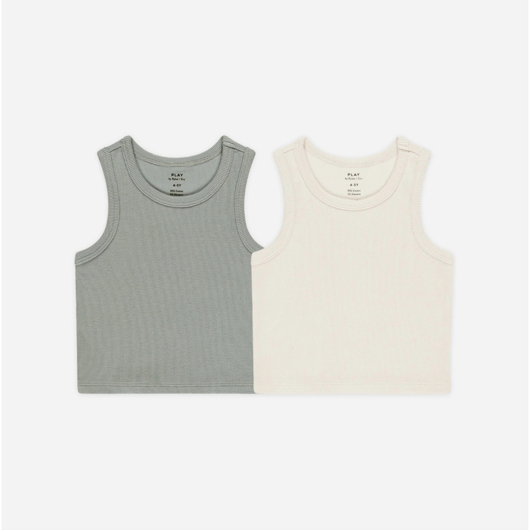 Ribbed Tank Set Eucalyptus | Rylee + Cru