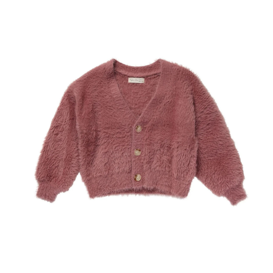 Cardigan fluffy rose blush 12-18M | Rylee + Cru