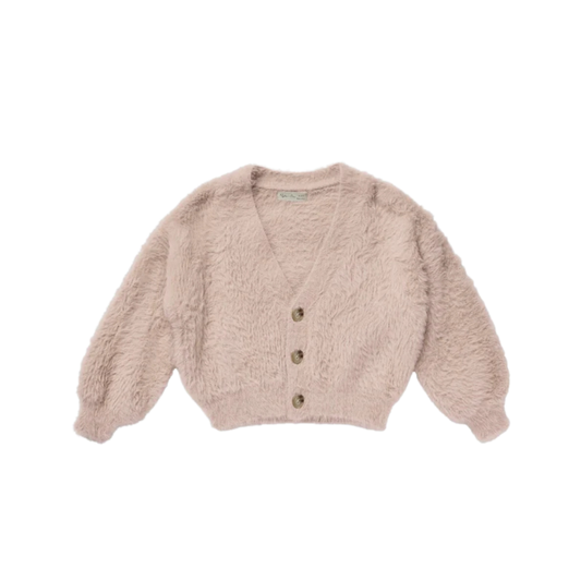 Cardigan fluffy rose pale 12-18M | Rylee + Cru