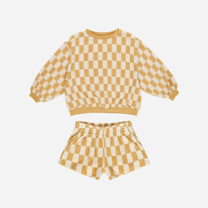 Summer Terry set Marigold Check | Rylee + Cru