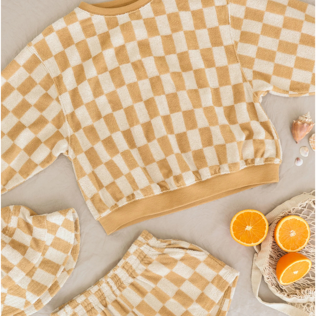 Summer Terry set Marigold Check | Rylee + Cru