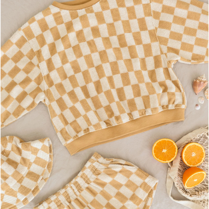 Summer Terry set Marigold Check | Rylee + Cru