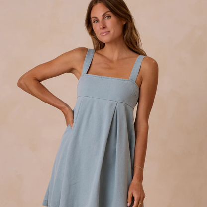 Denim Mini Dress Ocean | Rylee + Cru