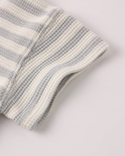 Waffle Tee + Short set Sky Stripe | Quincy Mae