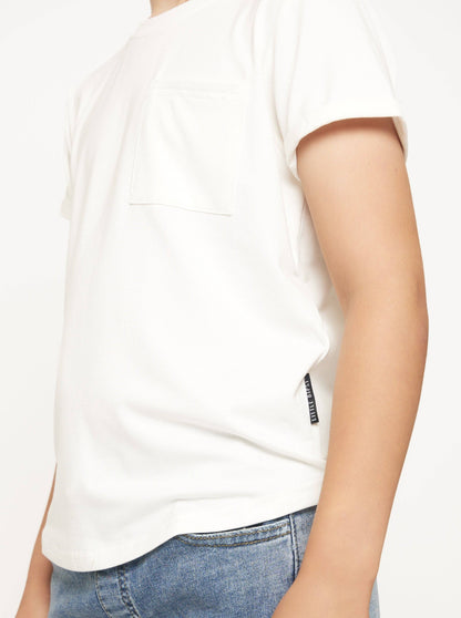 Bamboo Pocket Tee Off White | Little Bipsy
