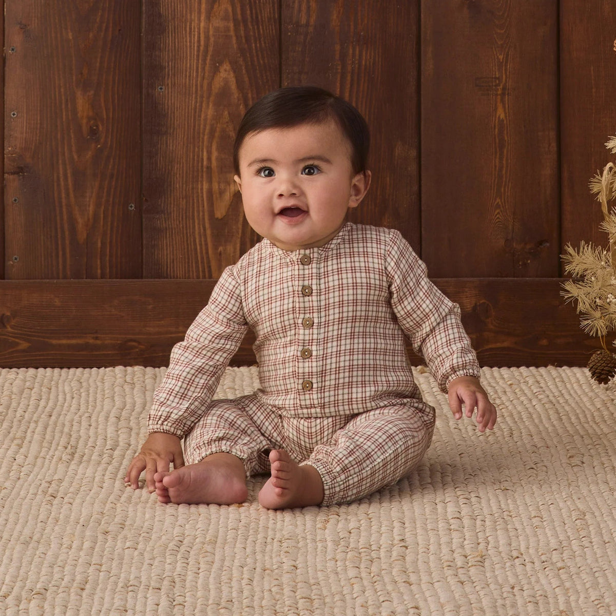 Woven Jumpsuit Christmas Plaid | Quincy Mae