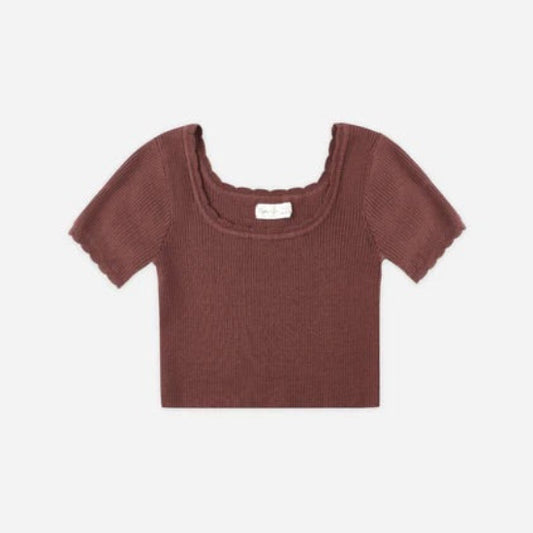 Scallop Tee Burgundy | Rylee + Cru