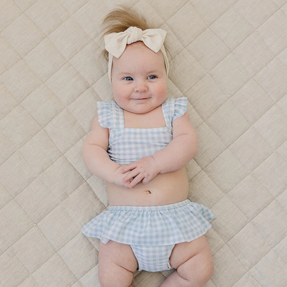Light Blue Gingham Ruffle bikini | Mebie
