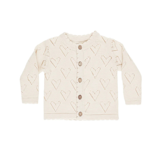 Cardigan crème coeurs | Quincy Mae