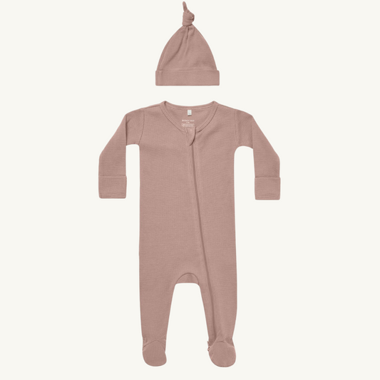 Pyjama gaufré mauve et bonne assorti | Quincy Mae
