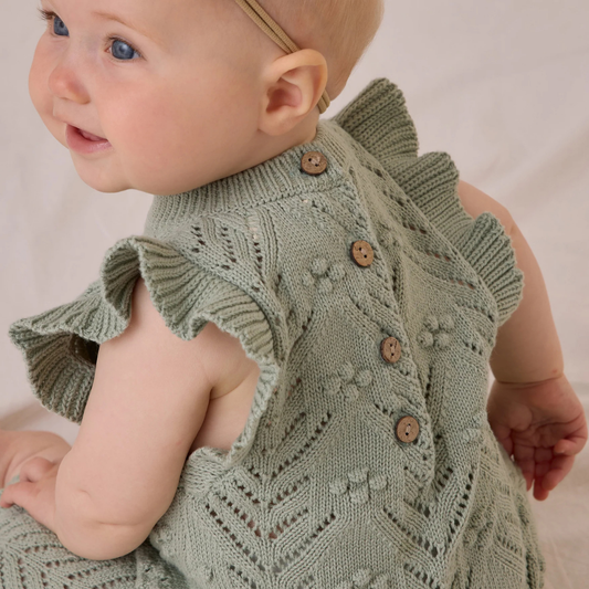 Combinaison tricot sauge 12-18M | Quincy Mae