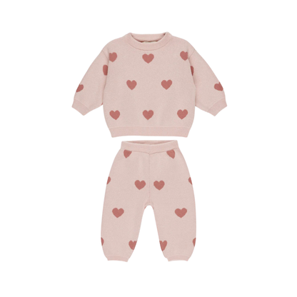 Ensemble tricot coeur rose 4-5 ans | Quincy Mae