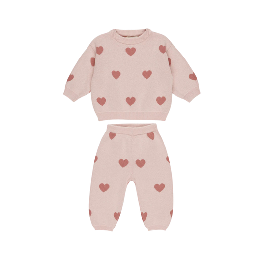Ensemble tricot coeur rose 4-5 ans | Quincy Mae