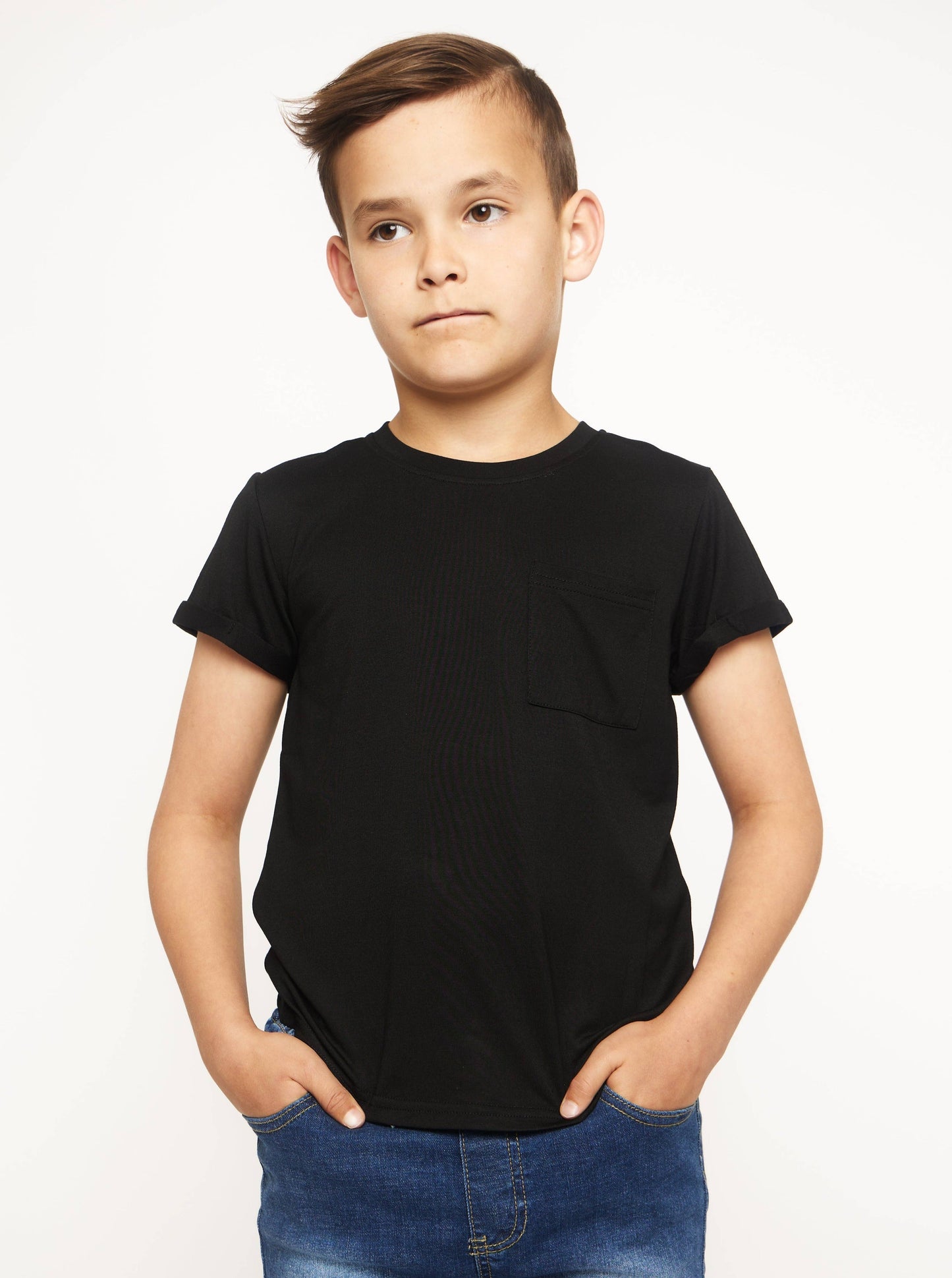 Bamboo Pocket Tee Black | Little Bipsy