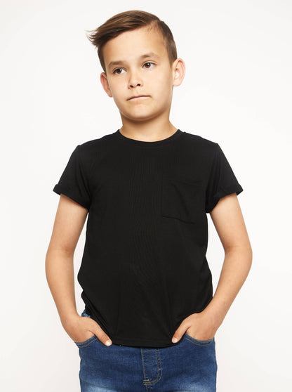 Bamboo Pocket Tee Black | Little Bipsy