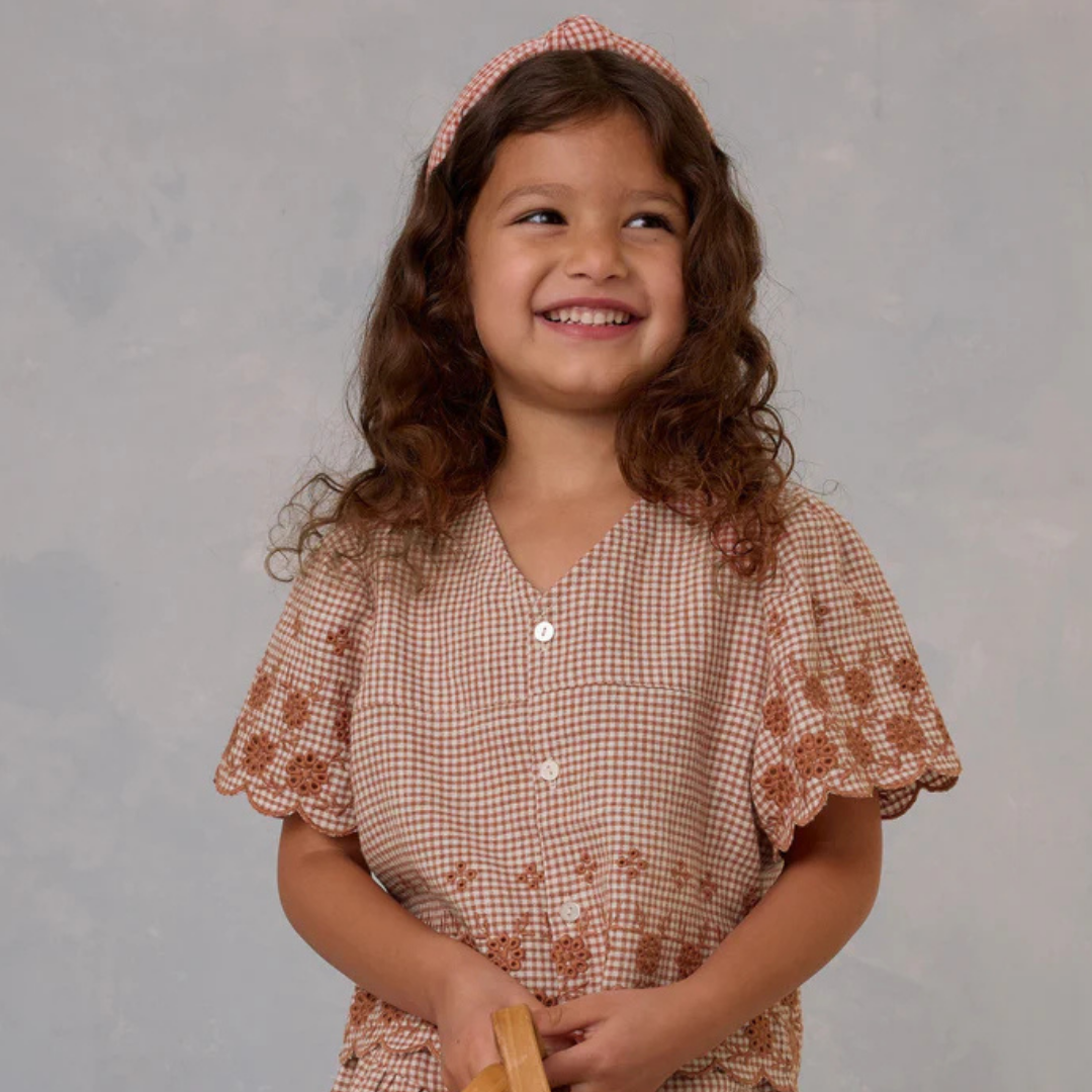 Cleo Poppy Gingham Blouse | Rylee + Cru