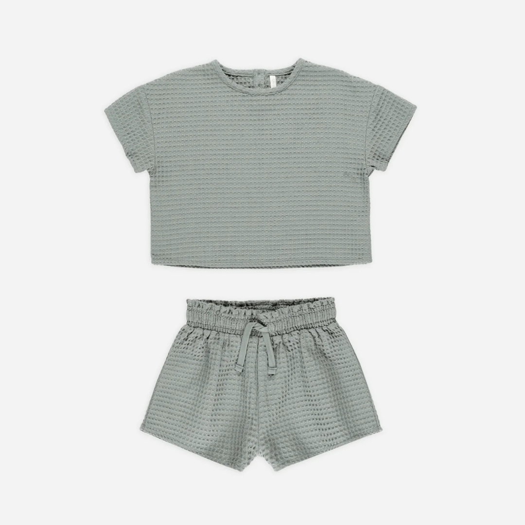 Eucalyptus Waffle Print Shorts Set | Rylee + Cru