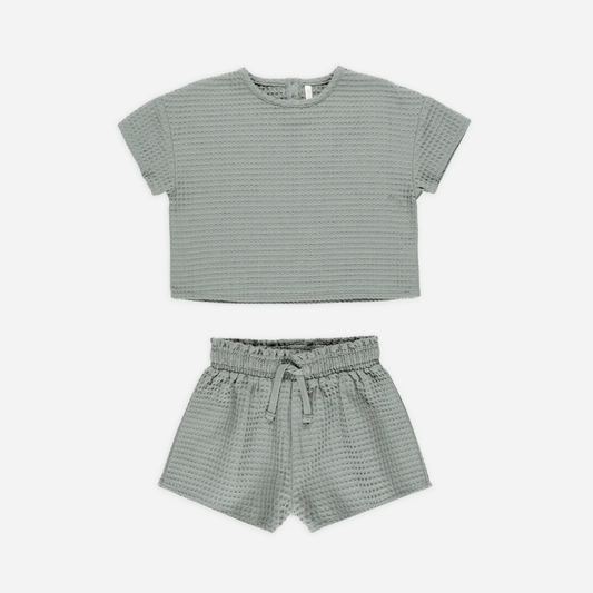 Eucalyptus Waffle Print Shorts Set | Rylee + Cru