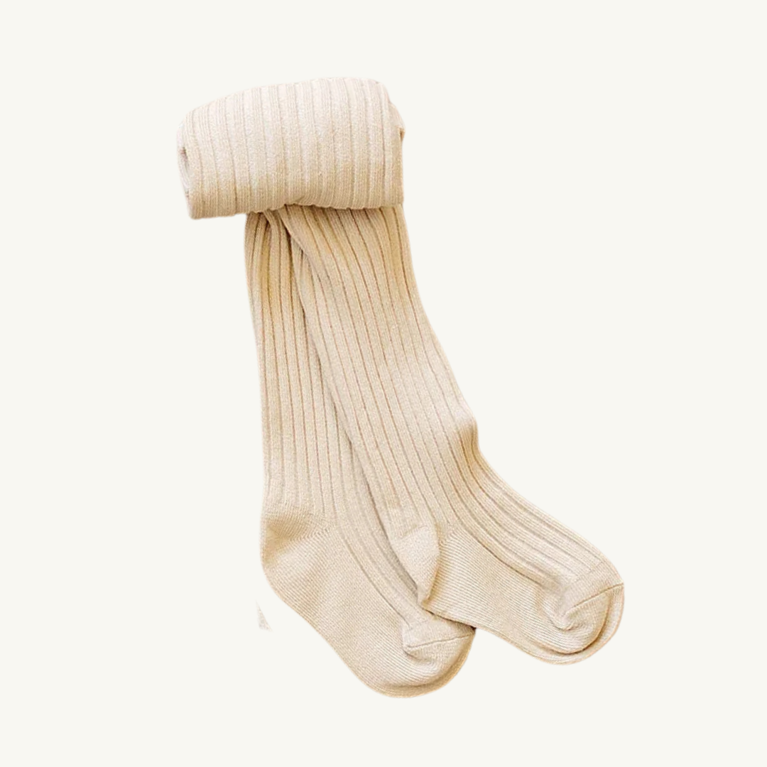 Ribbed Tights Beige | Mebie