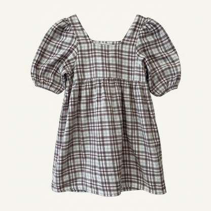 SH | Rylee + Cru Mocha plaid Gretta dress 2-3Y