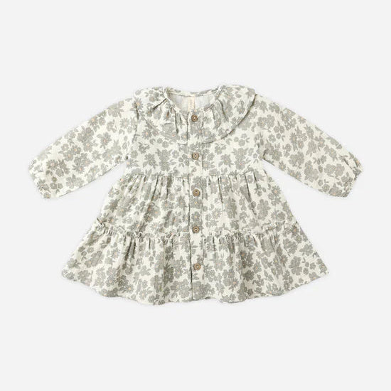 Ruffle Collar Burton Dress Green | Quincy Mae