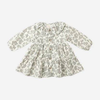 Ruffle Collar Burton Dress Green | Quincy Mae