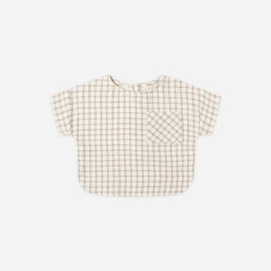 Woven Boxy Top Cedar Check | Quincy Mae
