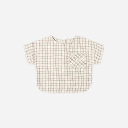 Woven Boxy Top Cedar Check | Quincy Mae