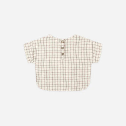 Woven Boxy Top Cedar Check | Quincy Mae