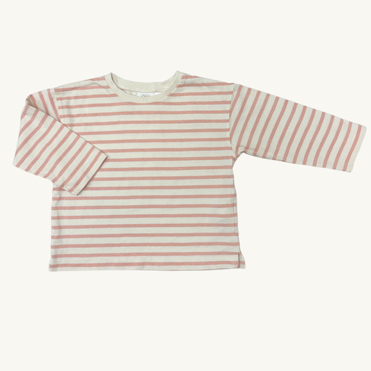 SM | Pink Stripe Cotton Shirt 12-18M |Zara