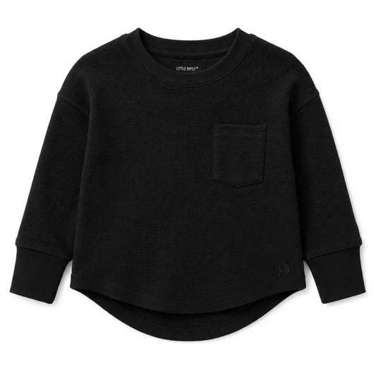 Black Waffle Top | Little Bipsy