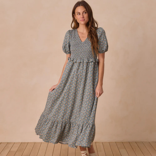 Robe Kate Blue Floral - S | Rylee + Cru