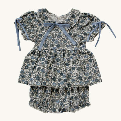 Blue Floral Bloomer Set | Mebie Baby